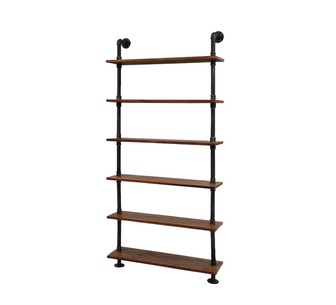 Zalvi 6 Tier Oak Floating Pipe Shelf