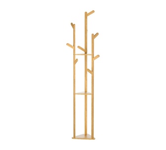 Zephy 9 Hooks Bamboo Oak Coat Stand