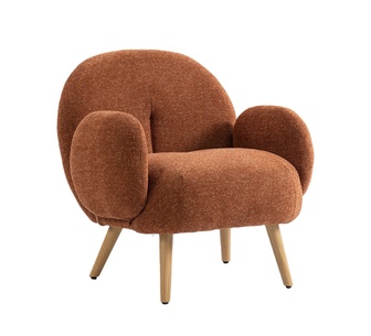 Zendeval Orange Armchair with Wood Legs