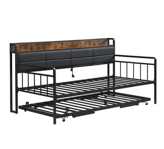 Zetta 2 Seater Sofa Bed w/ Charging Station Rustic Brown