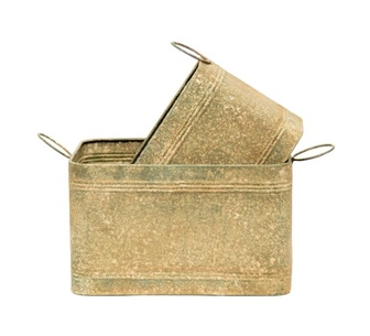 Set of 2 Ozias Rust Metal Nested Storage Bins Planter