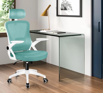 Zoriel White Cyan Office Chair