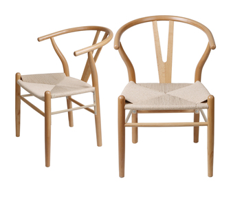 Set of 2 Wegner Dining Chairs Natural
