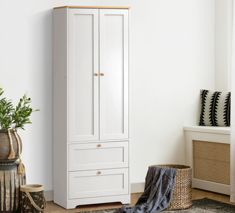 Maxwell Storage Cabinet White and Natural