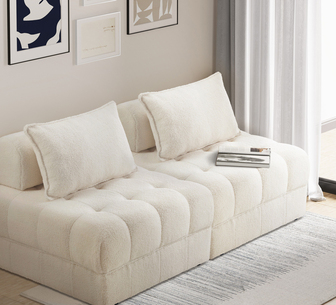 (Set of 2) Gallery Boucle Armless Lounge Chairs White