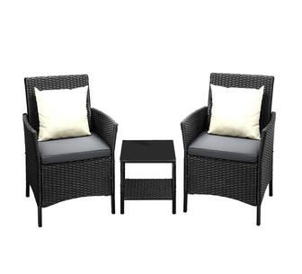 Cortes 3 Piece Lounge Set Black