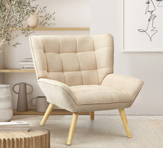 Winthrop Rubberwood Armchair Beige