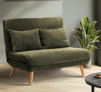 Montey 2 Seater Green Corduroy Sofa Bed