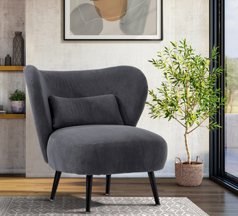 Orlando Velvet Wingback Armchair Charcoal