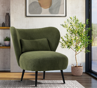 Orlando Velvet Wingback Armchair Green