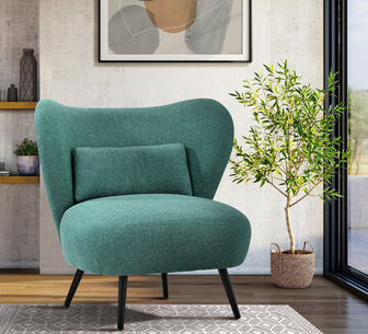 Orlando Fabric Wingback Armchair Green