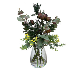 Gumnut Native Plant Arrangement In Glass 45Cm Green
