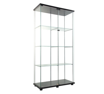 Kilda Glass Display Cabinet 4 Shelves 2 Door 164cm Black