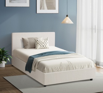 Elena Boucle Gas Lift Storage Bed Frame Single