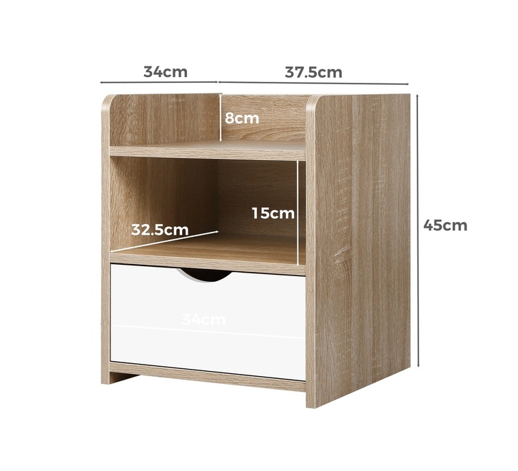 Api Ronjo Ronjo Wood & White Bedside Table | Bedside Tables