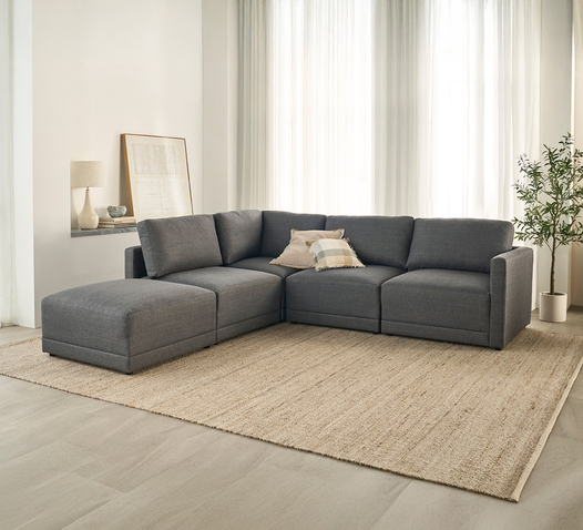 ABODE 4 SEATER MODULAR LEFT CORNER SOFA WITH OTTOMAN