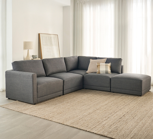 ABODE 4 SEATER MODULAR RIGHT CORNER SOFA WITH OTTOMAN