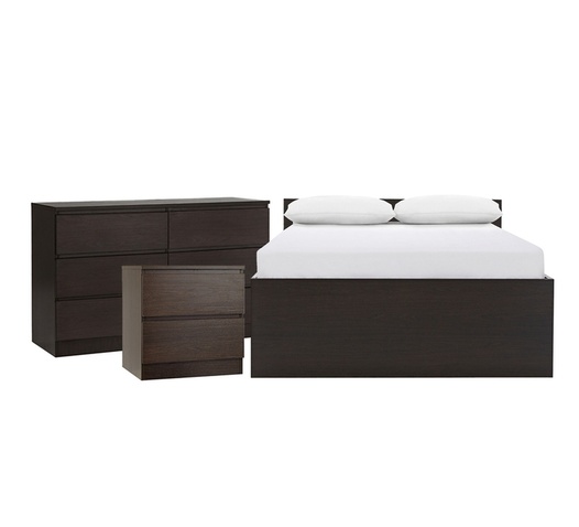 COMO BEDROOM PACKAGE DOUBLE MK3 WITH DRESSER BLACK BROWN
