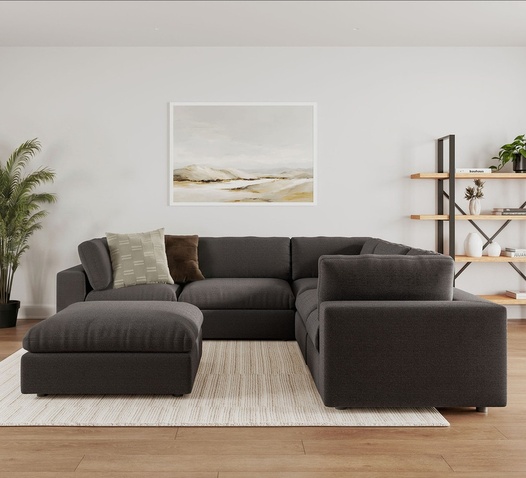 HARMONY MK2 5 SEATER MODULAR SOFA WITH OTTOMAN CHARCOAL