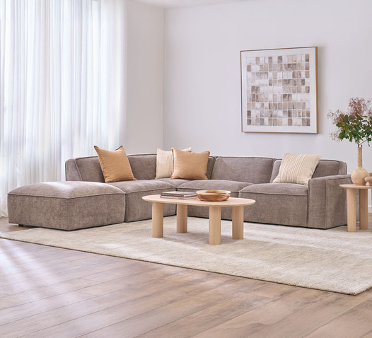 MTO SOFTY 4 SEATER MODULAR LEFT ARM SOFA WITH OTTOMAN COFFEE