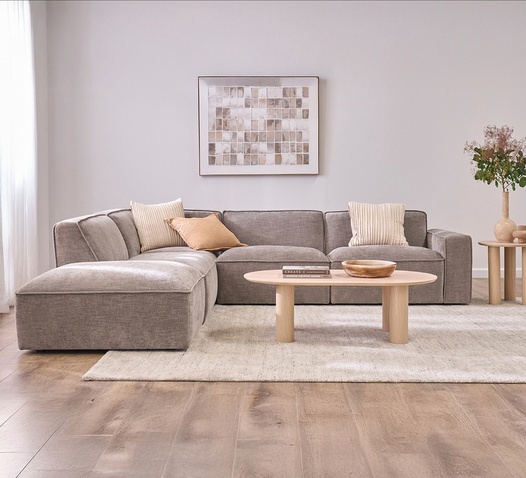 SOFTY 4 SEATER MODULAR RIGHT ARM SOFA WITH OTTOMAN COFFEE