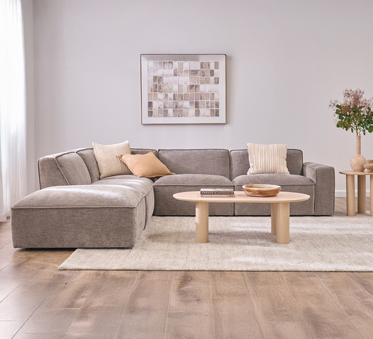 SOFTY 4 SEATER MODULAR RIGHT ARM SOFA WITH OTTOMAN